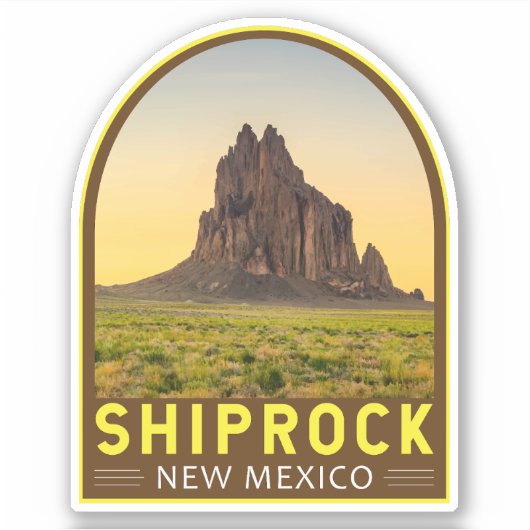 Shiprock New Mexico Retro Embleem Art Sticker (Voorkant)