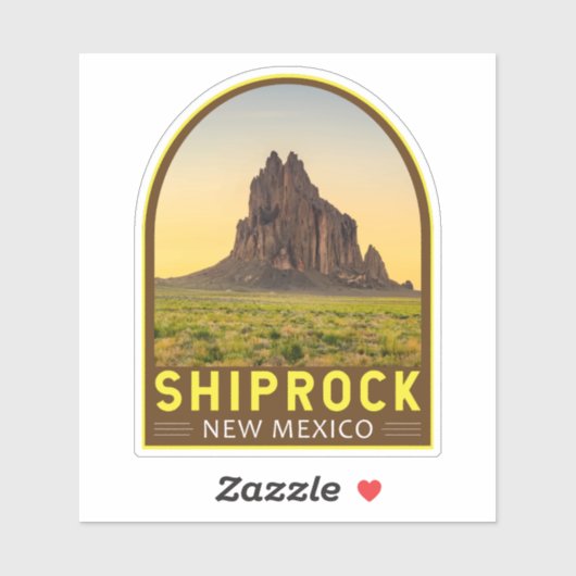 Shiprock New Mexico Retro Embleem Art  Sticker (Vel)