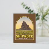 Shiprock New Mexico Retro Embleem Kunst Vintage Briefkaart (Staand voorkant)
