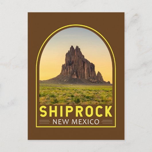 Shiprock New Mexico Retro Embleem Kunst Vintage Briefkaart (Voorkant)