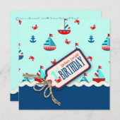Ships Ahoy Birthday Invite Square_Aweigh Kaart (Voorkant / Achterkant)