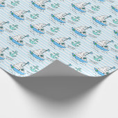 Ships Ahoy, het is een jongen! Baby shower Blue Sa Cadeaupapier (Hoek)