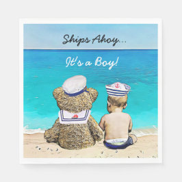 Ships Ahoy, het is een jongen, nautisch Baby showe Servet
