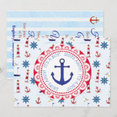 Ships Ahoy, It's a Boy, Baby shower Invitation Kaart (Voorkant / Achterkant)