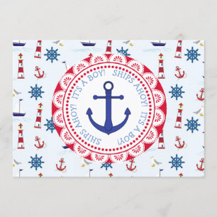 Ships Ahoy, It's a Boy, Baby shower Invitation Kaart