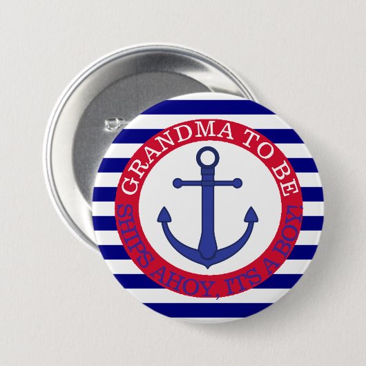 Ships Ahoy, zijn een Boy Baby shower Button (Voorkant /achterkant)