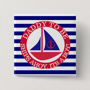 Ships Ahoy, zijn een Boy Baby shower Button