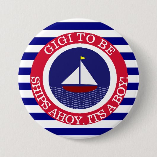 Ships Ahoy, zijn een Boy Baby shower Button (Voorkant)