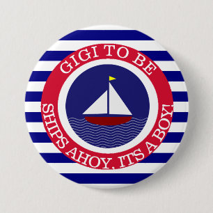 Ships Ahoy, zijn een Boy Baby shower Button