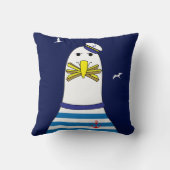 Ships Captain Sailor Seagull Cartoon Karakter Kussen (Achterkant)