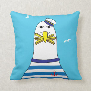 Ships Captain Sailor Seagull Cartoon Karakter Kussen
