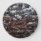 Ships in a Storm Painting by Alfred Fox Grote Klok (Voorkant)