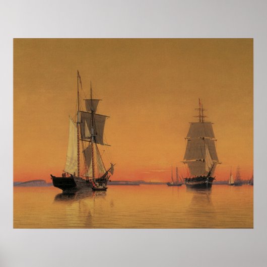Ships in Boston Harbor at Twilight 1859 Poster (Voorkant)