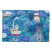 Ships & Lighthouse: Kinderachtige Waterverf Kussensloop (Achterkant)