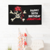 Ship's Skull Pirate Party Volwassene Spandoek (Insitu)