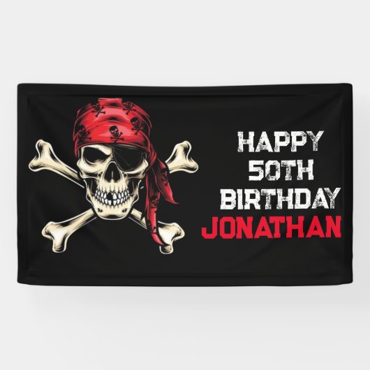 Ship's Skull Pirate Party Volwassene Spandoek (Horizontaal)