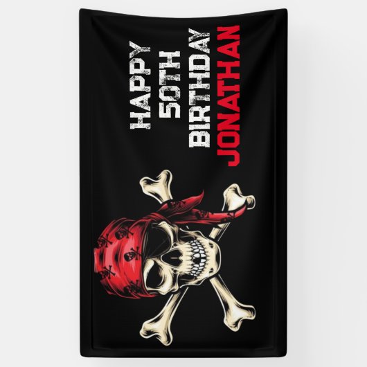 Ship's Skull Pirate Party Volwassene Spandoek (Verticaal)