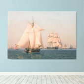 Ships under sail in a mild breeze canvas afdruk (Insitu (Houten vloer))