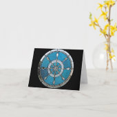 Ships Wheel Glas in lood Notecard Kaart (Gele Bloem)