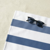 Ships Wheel Helm Your Boat Naam Blauw Wit Streep Strandlaken (In situ)