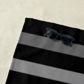 Ships Wheel Helm Your Boat Naam Navy Zwart Strandlaken (In situ)