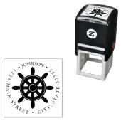 Ship's Wheel Silhouet Retourlabel Zelfinktende Stempel (In situ)