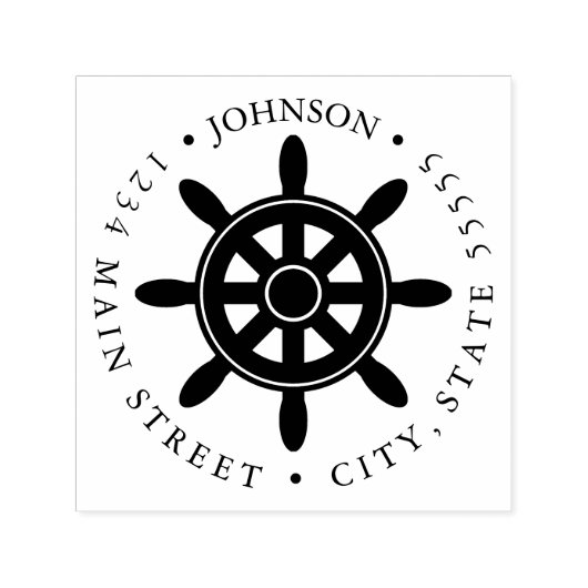 Ship's Wheel Silhouet Retourlabel Zelfinktende Stempel (Design)