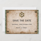 Ship's Wheel Steampunk Bruiloft Save The Date (Voorkant)