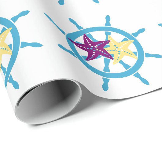 Shipwheel & Starfish Cadeaupapier (Rol Hoek)