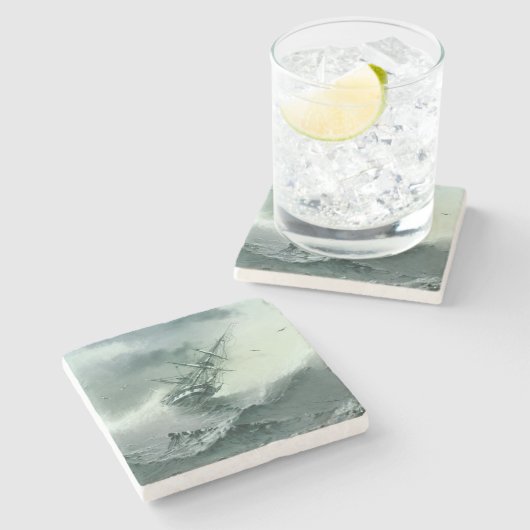Shipwreck (door Ivan Aivazovsky) Stenen Onderzetter (Zijkant)