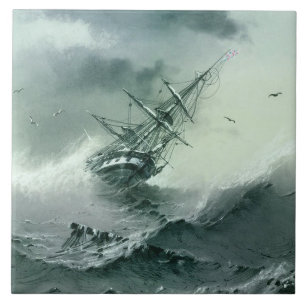 Shipwreck (door Ivan Aivazovsky) Tegeltje