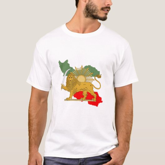 Shir o Khorshid - Lion en Sun - Persia Iran Flag T-shirt (Voorkant)
