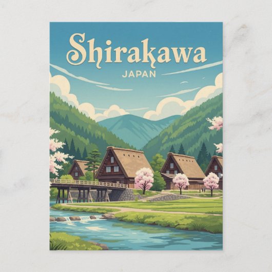 Shirakawa Gifu Japan Travel Briefkaart (Voorkant)