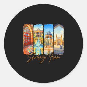 Shiraz Iran Reizen Trip Borstelstreek Souvenir Va Ronde Sticker