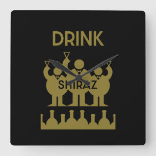 Shiraz wijn drinkers vierkante klok