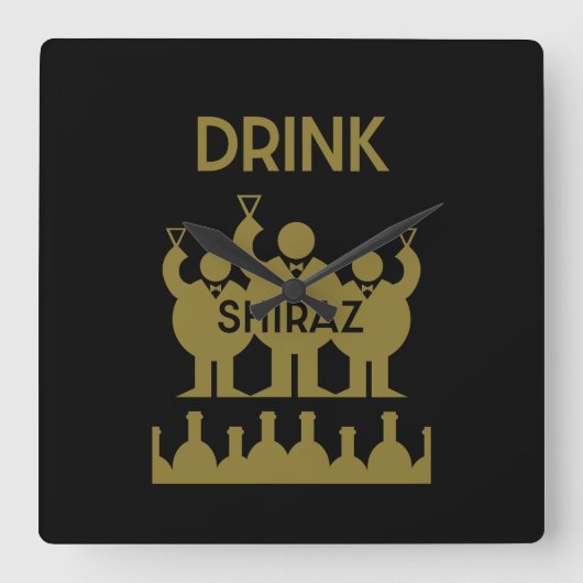 Shiraz wijn drinkers vierkante klok (Voorkant)