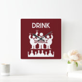 Shiraz wijn drinkers vierkante klok (Huis)
