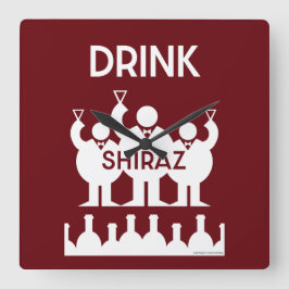 Shiraz wijn drinkers vierkante klok