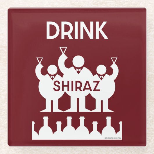 Shiraz Wijndrinkers Glazen Onderzetter (Voorkant)