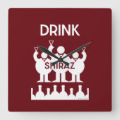 Shiraz Wijndrinkers Vierkante Klok (Voorkant)