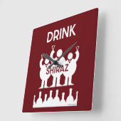 Shiraz Wijndrinkers Vierkante Klok (Hoek)