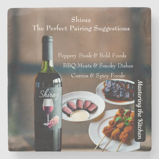 Shiraz Wine Pairing Guide/Mastering the Kitchen Stenen Onderzetter (Voorkant)