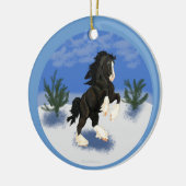 Shire Horse in Winter Round met kerstversiering Keramisch Ornament (Links)