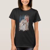 Shirh Tzu American Flag Patriotic Dog T-shirt (Voorkant)
