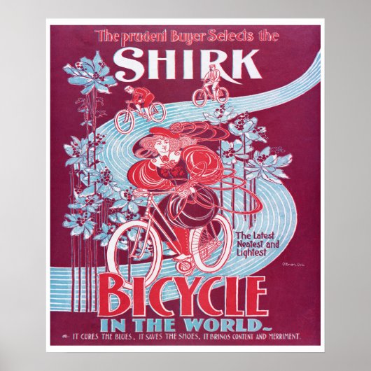  Shirk Bicycle Advertisement circa 1890 Poster (Voorkant)