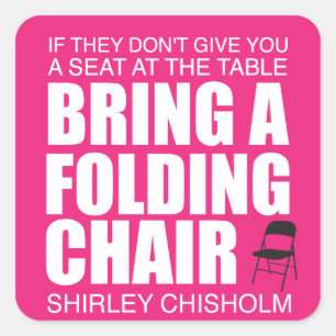 Shirley Chisholm Folding Stoel roze Vierkante Sticker