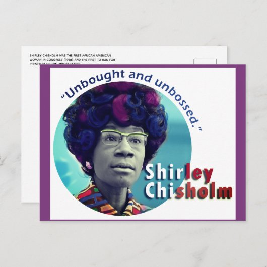 Shirley Chisholm "unbossed" Briefkaart (Voorkant / Achterkant)