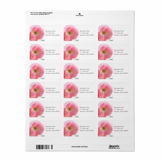 Shirley papaver etiket (Full Sheet)