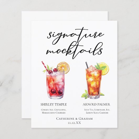 Shirley Temple Arnold Palmer Mocktails Menu (Voorkant / Achterkant)