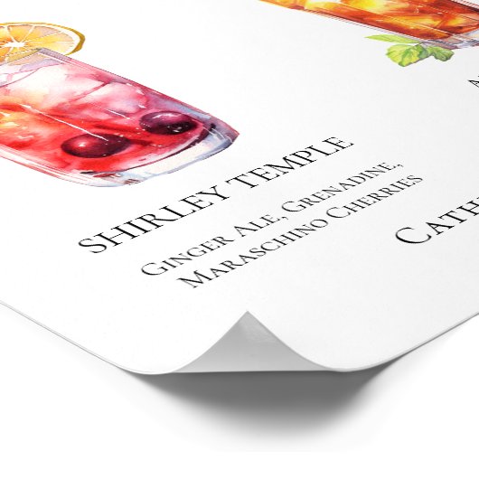 Shirley Temple Arnold Palmer Mocktails Menu Poster (Hoek)